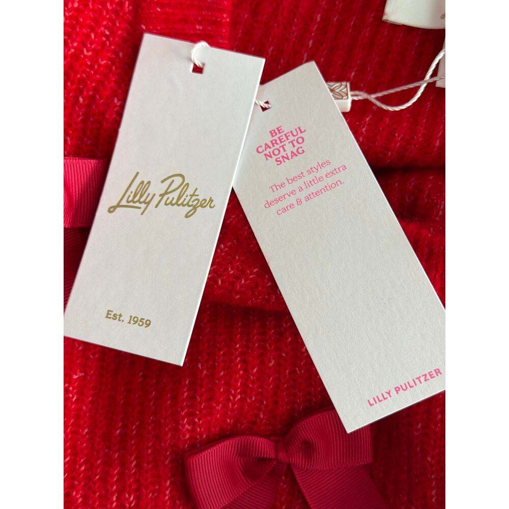 Lilly Pulitzer Zarie Sweater Party Bows Cranberry Red Women's Medium NEW - Picture 8 of 11